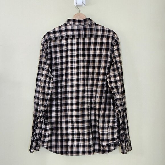 Banana Republic Shirt Mens XL Plaid LS Untucked Fit Pocket Preppy Cottage Casual - Picture 2 of 15